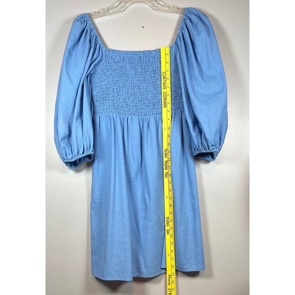TUCKERNUCK Annie Smocked Mini Dress, Light Blue, Size Medium - Picture 4 of 8